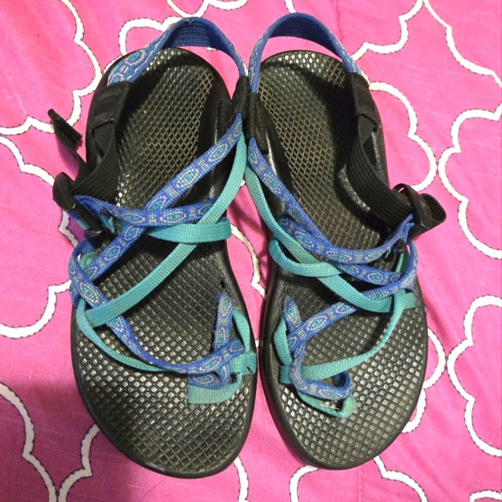 Chaco Women's Black and Blue Sandals